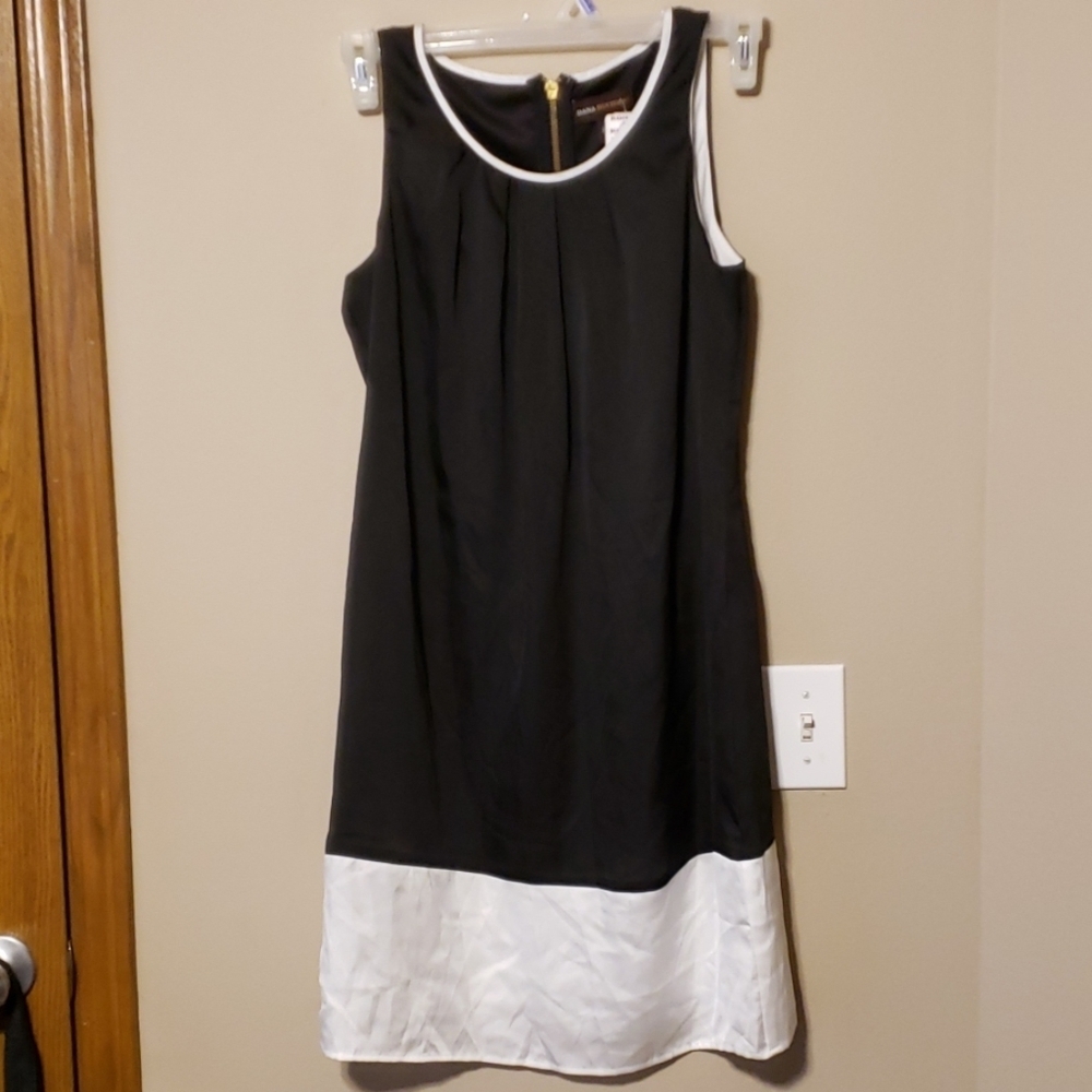 Nwt dana buchman shift sheer dress black white